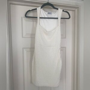 Oh Polly White Ribbed Sheath Mini Dress, size 0, no stains or tears, worn once